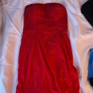 Red designer formal mini dress